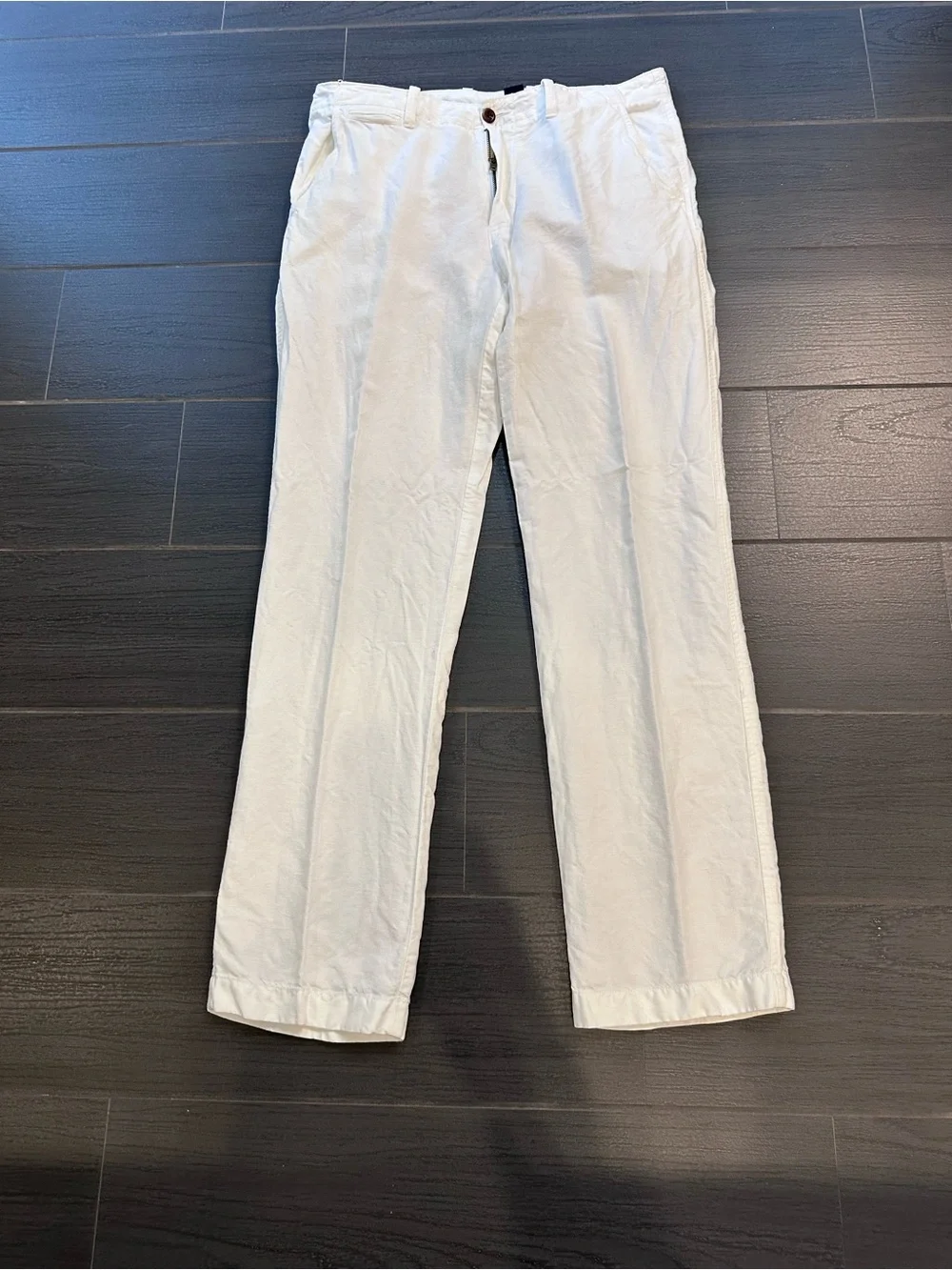 Men's White Casual Pants Linen-Cotton blend